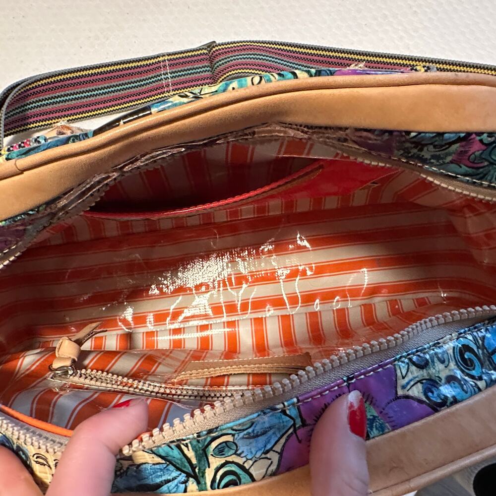 Consuela Beck Commuter Dome Satchel Bag – Multicolor Leather & Canvas - Picture 9 of 15